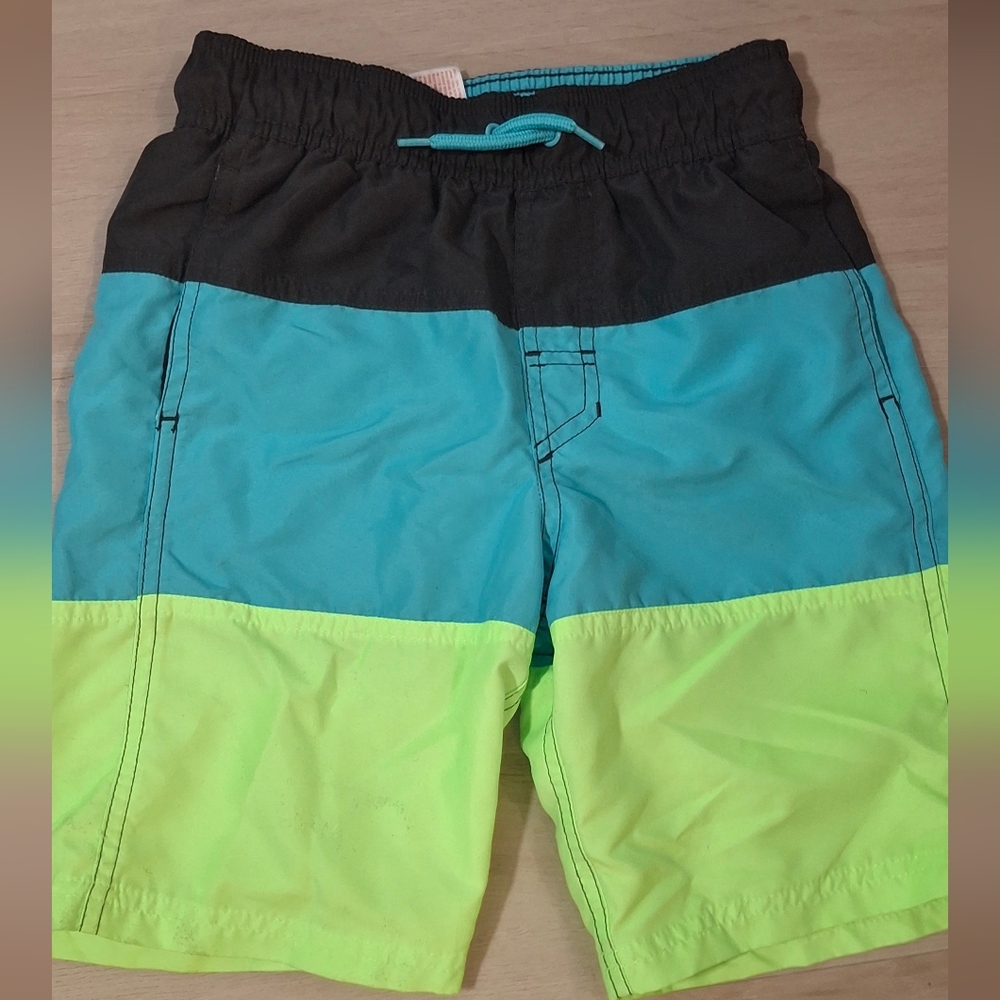 Cat & Jack Teal and White Boys Swim Shorts